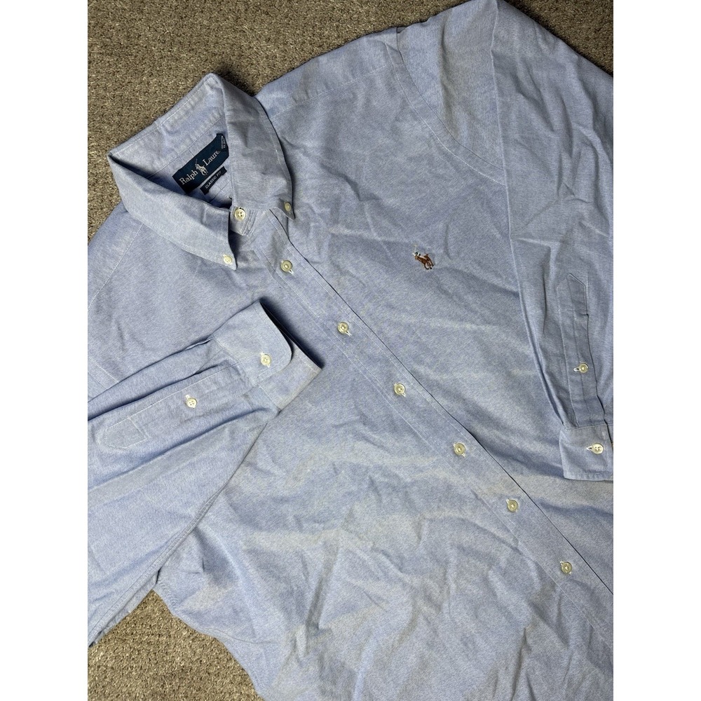 Polo Ralph Lauren Mens XL Button Down Shirt Classic Fit 17 34/35 Solid Blue